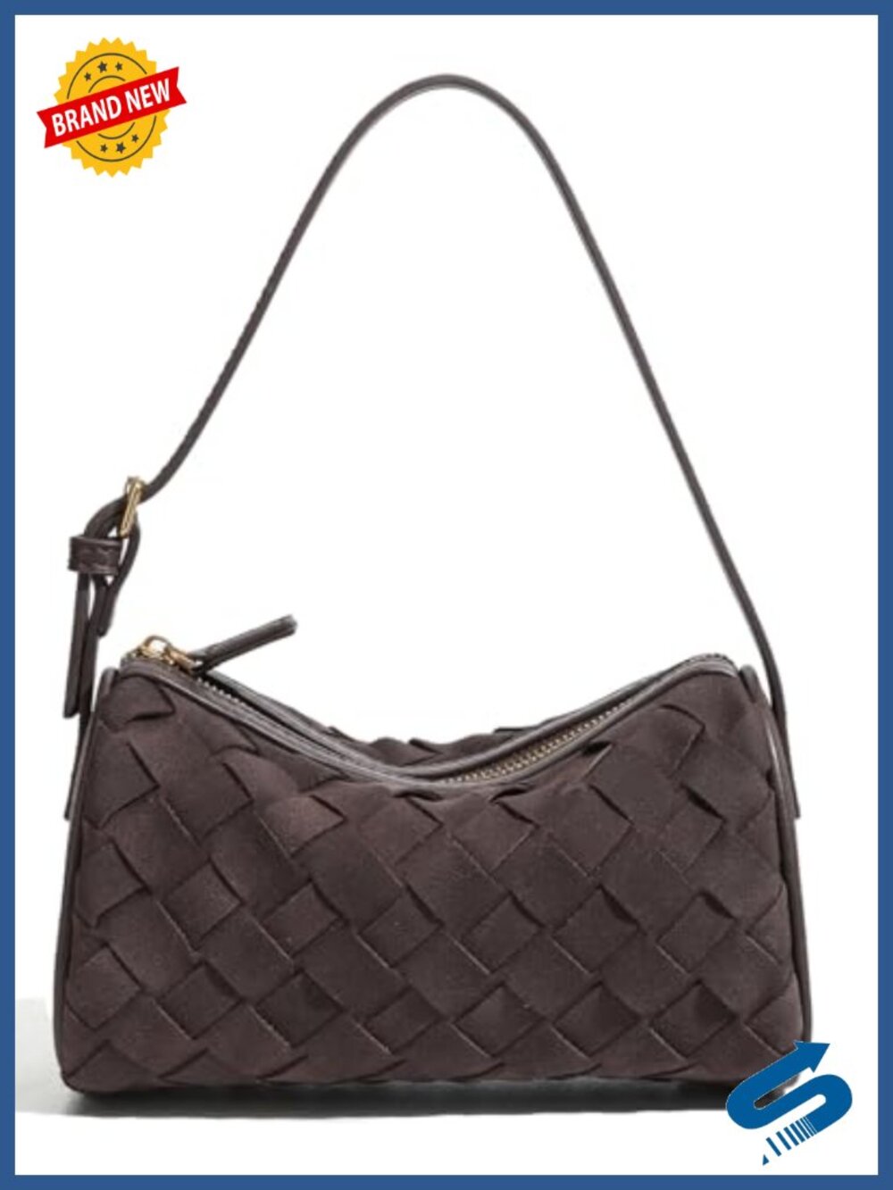 Mini Woven Faux Suede Hobo Bag Adjustable Crossbody Clutch Women